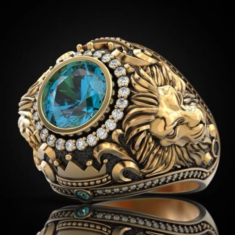 Tarpvalstybinis naujas vyriškas auksinis žiedas retro Europos ir Amerikos vyriškas žiedas