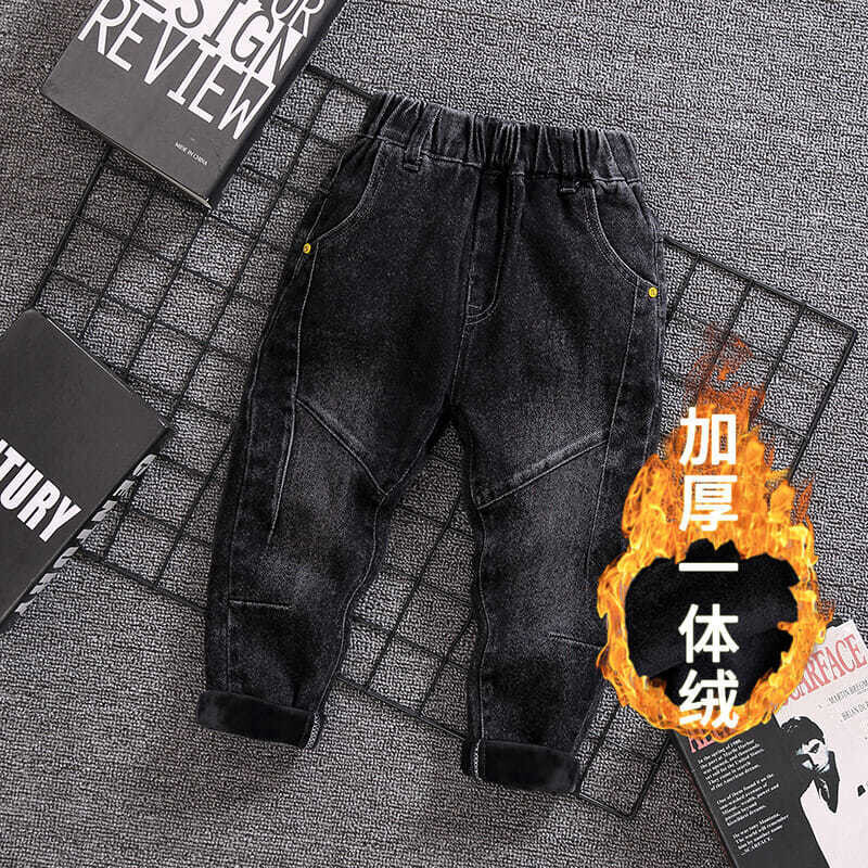 Samta bikses zēniem ziemas jaunas bērnu kokvilnas bikses sabiezinātas bērnu rudens un ziemas drēbes bērnu džinsi viss vienā samta trendā