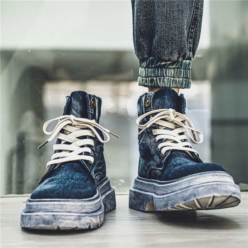 2024 m. rudens ir žiemos Douyin Martin Batai Džinsiniai Retro džinsiniai Darbiniai Batai Retro motociklams Vyriški batai Tiesioginė transliacija Aukšta kokybė