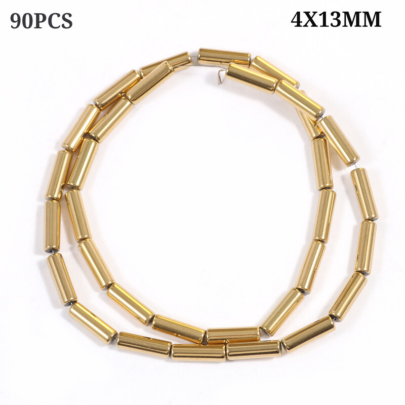 Galvanizuoti juodi tulžies akmenys, pusgaminiai karoliukų priedai „pasidaryk pats“ apyrankės karoliai austi medžiaga Tiesūs vamzdiniai elementai Auksiniai laisvi karoliukai