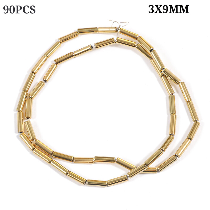 Galvanizuoti juodi tulžies akmenys, pusgaminiai karoliukų priedai „pasidaryk pats“ apyrankės karoliai austi medžiaga Tiesūs vamzdiniai elementai Auksiniai laisvi karoliukai