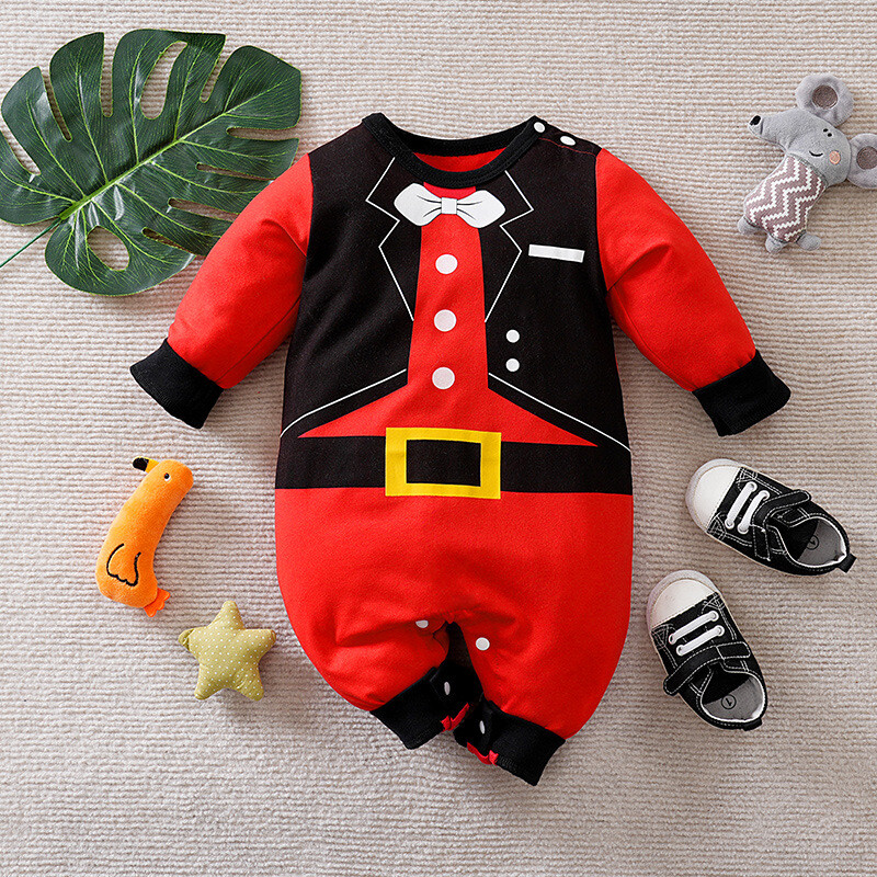 Cross Border 2024 m. vyriškų ir moteriškų kalėdinių kūdikių kombinezonų raudonos ir žalios spalvos kombinezonas Kalėdų Helovino kostiumų didmeninė prekyba