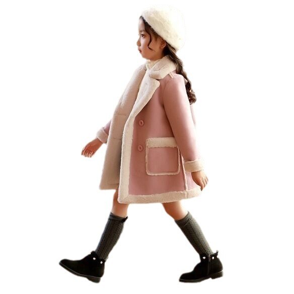 Vilnas Mēteļi Meitenēm Jauns Korejas Stila Biezinātas Vilnas Vilnas Mēteļi Rudens Un Ziemas Bērnu Ziemas Apģērbi Ar Samtu