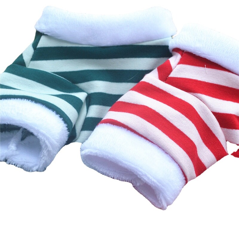 Jauns Ziemassvētku suņu apģērbs Jaungada un Ziemassvētku Stripes Frotē dvieļu džemperis