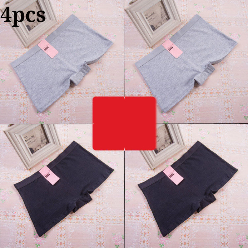 Ērti 4gab sieviešu bokseri, tīra kokvilna, ērti, bezšuvju, vidēji zema viduklis, elpojoši, pretekspozīcijas, skolas šorti