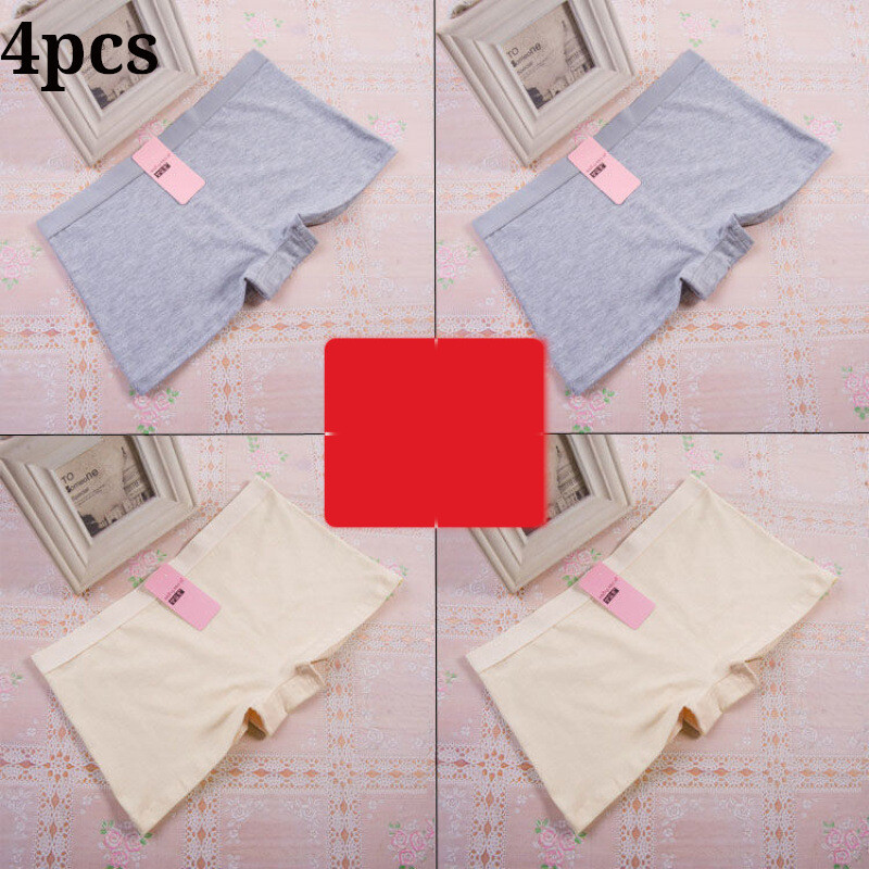 Ērti 4gab sieviešu bokseri, tīra kokvilna, ērti, bezšuvju, vidēji zema viduklis, elpojoši, pretekspozīcijas, skolas šorti