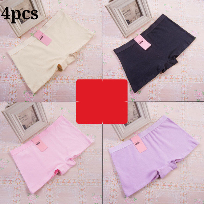 Ērti 4gab sieviešu bokseri, tīra kokvilna, ērti, bezšuvju, vidēji zema viduklis, elpojoši, pretekspozīcijas, skolas šorti