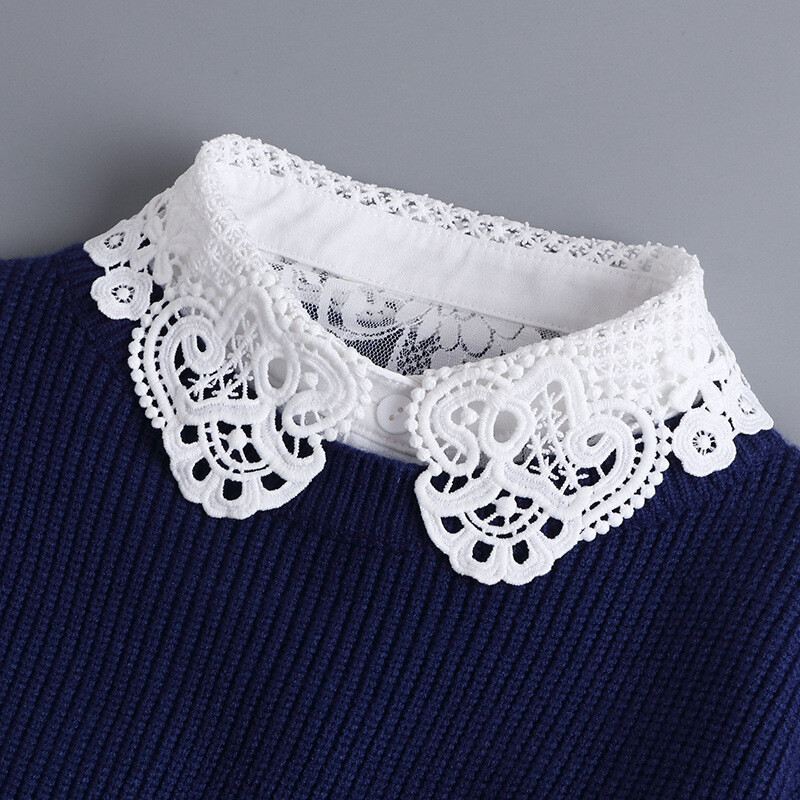 Denim Guler ascuțit Guler fals Guler de cămașă universal pentru femei Decor din bumbac Toamnă și iarnă Hanorac Pulover Gât rotund Primăvară Tendință stil coreean