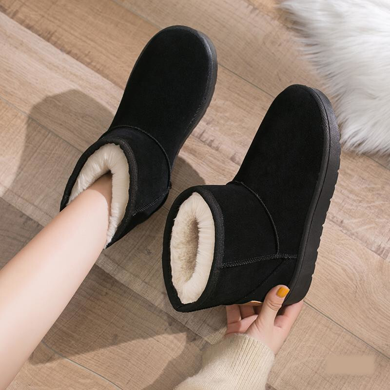Női rövid hócsizma 2024 új téli pamut hócsizma plusz bársony vastagságú kenyércipő csúszásmentes meleg női csizma