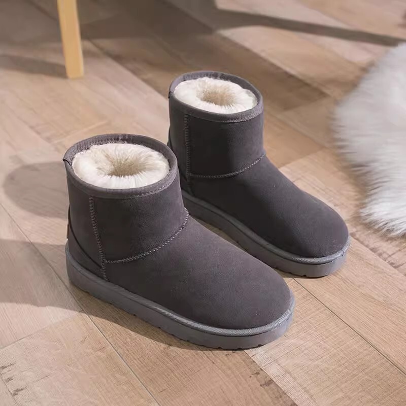 Női rövid hócsizma 2024 új téli pamut hócsizma plusz bársony vastagságú kenyércipő csúszásmentes meleg női csizma