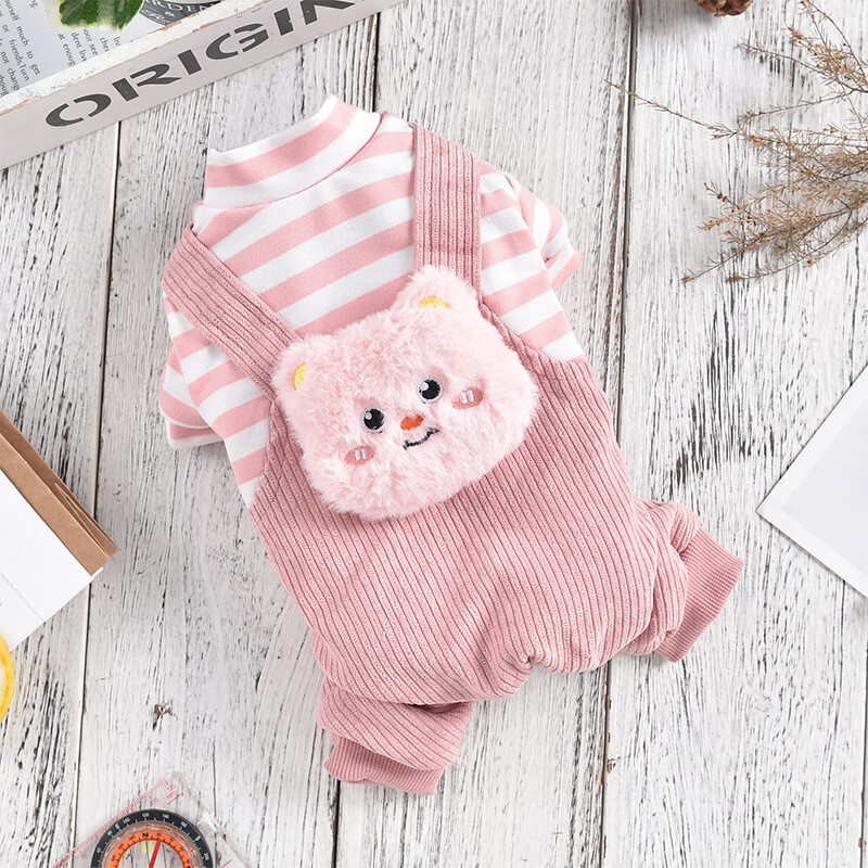 Honghong Pet Effido Nauja prekė Keturkojė miela lėlė Aksominis kombinezonas Paruoštas plius aksominis rudens ir žiemos rūbai šunims