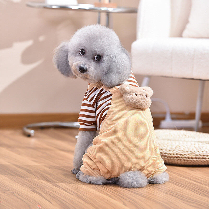 Honghong Pet Effido Nauja prekė Keturkojė miela lėlė Aksominis kombinezonas Paruoštas plius aksominis rudens ir žiemos rūbai šunims