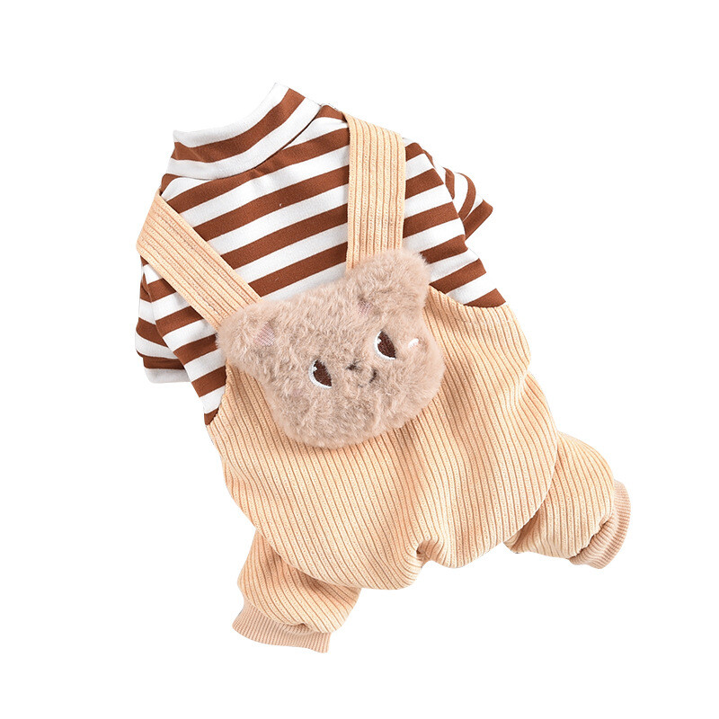 Honghong Pet Effido Nauja prekė Keturkojė miela lėlė Aksominis kombinezonas Paruoštas plius aksominis rudens ir žiemos rūbai šunims