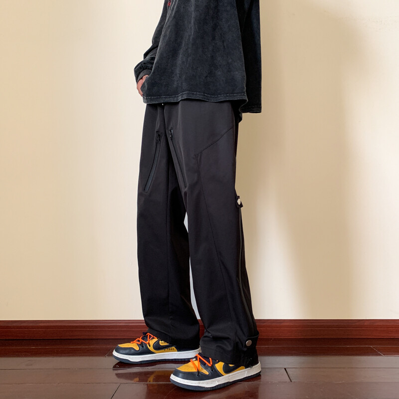 Amerikietiškos funkcionalaus stiliaus įžeidžiančios vyriškos kelnės rudenį naujos darbo dėvimos sportinės neperšlampamos juodos vasarinės laisvalaikio kelnės vyrams