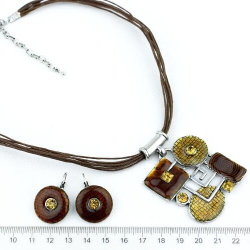 A63 Eiropas un Amerikas ārējās tirdzniecības juvelierizstrādājumu komplekts jauktas partijas pilienu eļļas traipu ģeometriskā kvadrātveida kaklarota un auskaru komplekts