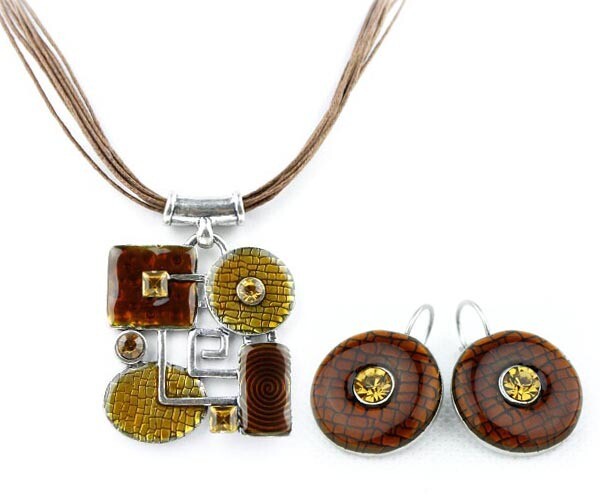 A63 Eiropas un Amerikas ārējās tirdzniecības juvelierizstrādājumu komplekts jauktas partijas pilienu eļļas traipu ģeometriskā kvadrātveida kaklarota un auskaru komplekts