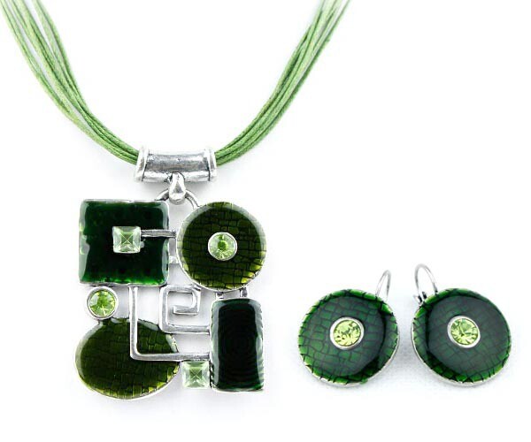 A63 Eiropas un Amerikas ārējās tirdzniecības juvelierizstrādājumu komplekts jauktas partijas pilienu eļļas traipu ģeometriskā kvadrātveida kaklarota un auskaru komplekts