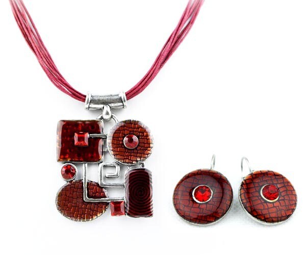 A63 Eiropas un Amerikas ārējās tirdzniecības juvelierizstrādājumu komplekts jauktas partijas pilienu eļļas traipu ģeometriskā kvadrātveida kaklarota un auskaru komplekts