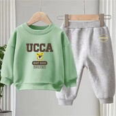 Rudens kūdikių mergaičių rūbų rinkinys raidėmis marginti megztiniai megztiniai viršus ir kelnės apačioje, 2 dalių kostiumas, vaikiški, vaikiški, berniukų sportiniai kostiumai