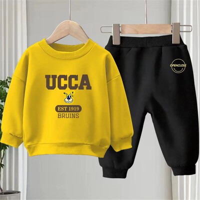 Rudens kūdikių mergaičių rūbų rinkinys raidėmis marginti megztiniai megztiniai viršus ir kelnės apačioje, 2 dalių kostiumas, vaikiški, vaikiški, berniukų sportiniai kostiumai