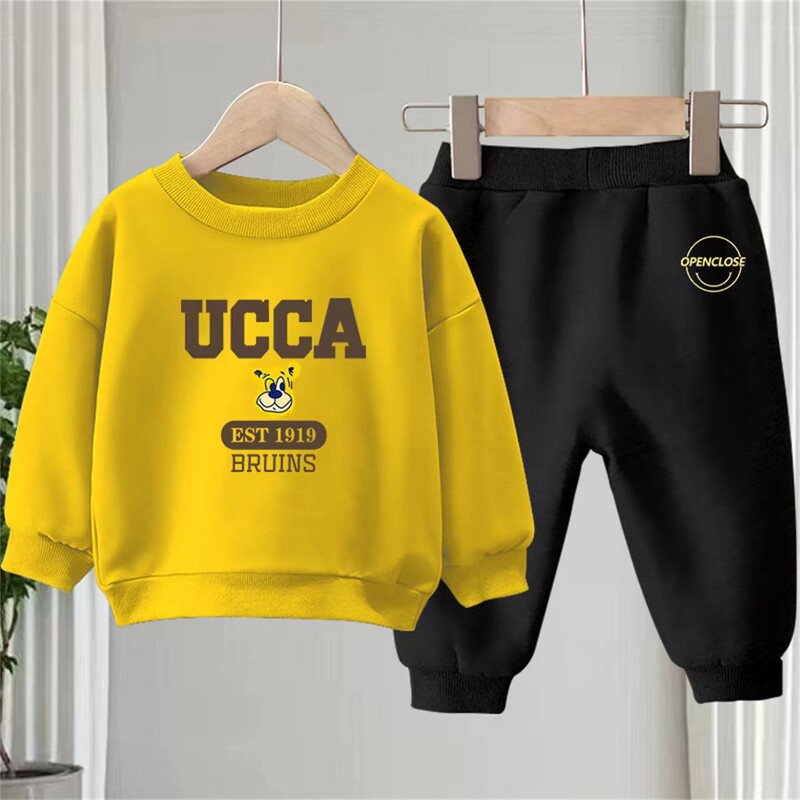 Rudens kūdikių mergaičių rūbų rinkinys raidėmis marginti megztiniai megztiniai viršus ir kelnės apačioje, 2 dalių kostiumas, vaikiški, vaikiški, berniukų sportiniai kostiumai