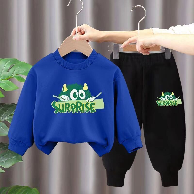 Φθινοπωρινό σετ μακρυμάνικα Παιδικά αγόρια Παιδικά Κοριτσίστικα Φούτερ με στάμπα πουλόβερ και παντελόνι στο κάτω μέρος 2 τεμάχια