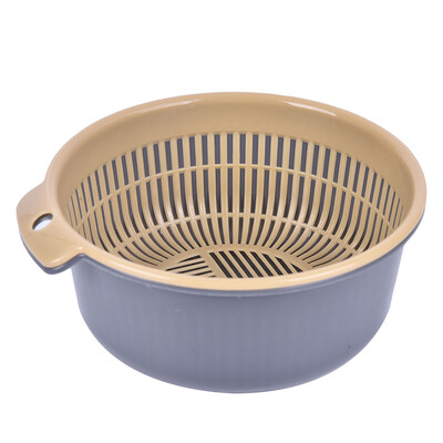 Nuimamas dviejų sluoksnių plastikinis maisto sietelis tuščiaviduris vaisių daržovių plovimo kiaurasamtis virtuvės valymui skalbimo krepšelio sietelis 1vnt