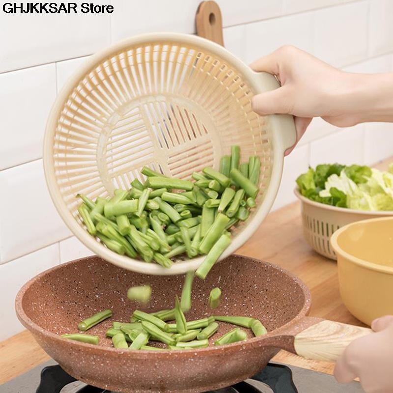 Nuimamas dviejų sluoksnių plastikinis maisto sietelis tuščiaviduris vaisių daržovių plovimo kiaurasamtis virtuvės valymui skalbimo krepšelio sietelis 1vnt