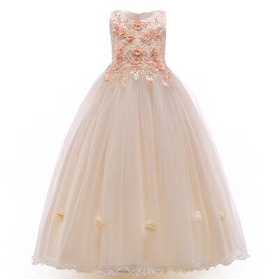 Eleganta puķu meiteņu kāzu kleitas Ziemassvētku kostīmi Tills līgavas māsas princeses ballītes kleita meitenes dzimšanas dienas kleita vasaras apģērbs