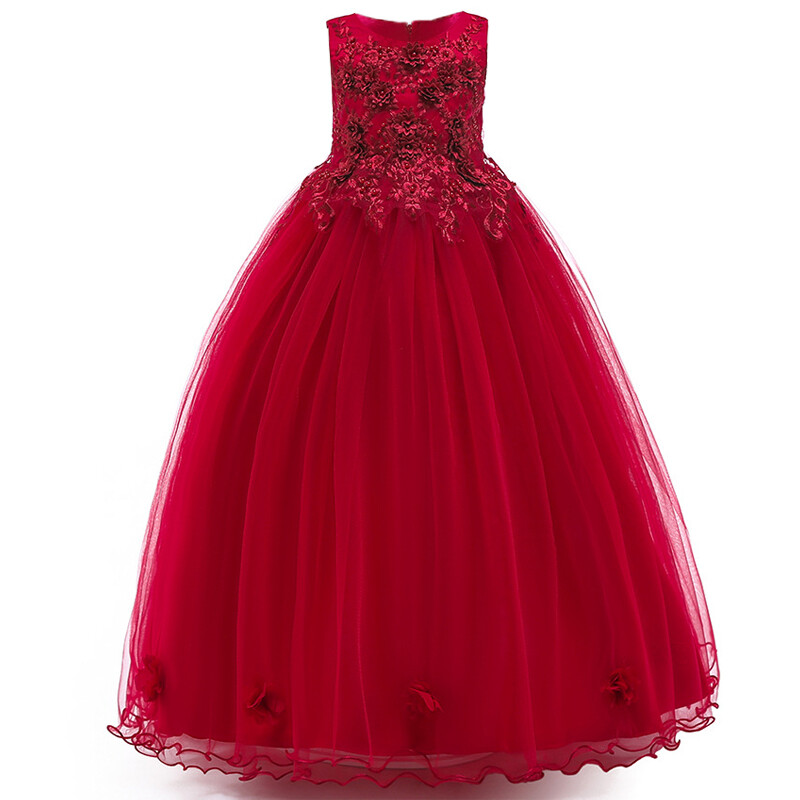 Eleganta puķu meiteņu kāzu kleitas Ziemassvētku kostīmi Tills līgavas māsas princeses ballītes kleita meitenes dzimšanas dienas kleita vasaras apģērbs