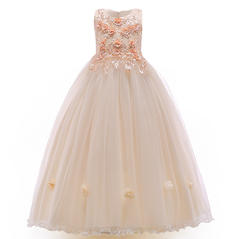 Eleganta puķu meiteņu kāzu kleitas Ziemassvētku kostīmi Tills līgavas māsas princeses ballītes kleita meitenes dzimšanas dienas kleita vasaras apģērbs