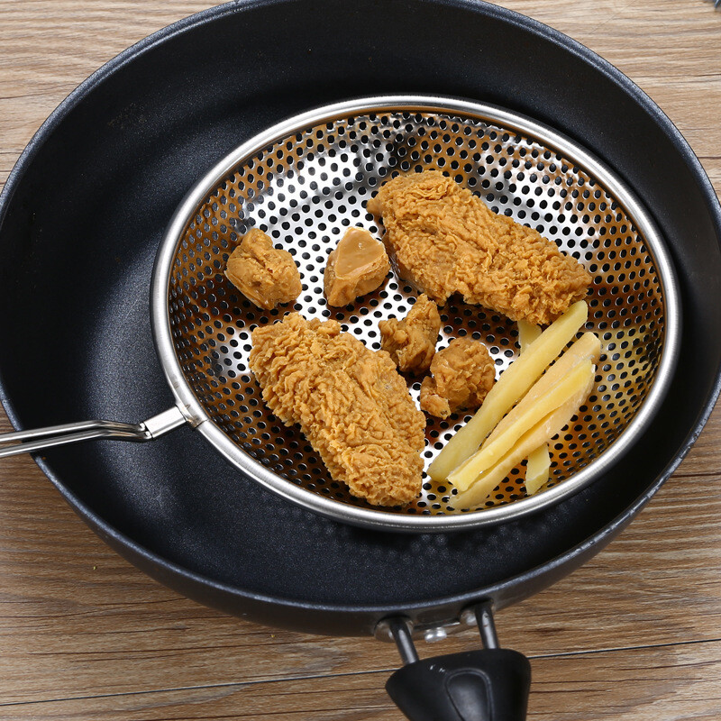 5 dydžių nerūdijančio plieno plokščiadugnis kiaurasamtis ilgos rankenos tinklinis sietelis karščiui atsparus karšto puodo kepimo kaušelis skimerio šaukštas