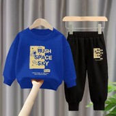 Rudeninis kūdikis mergaitei berniukui drabužių rinkinys vaikams sportinis animacinių filmų raidžių megztinis viršus ir kelnės užpakaliukas dviejų dalių kostiumas medvilninis sportinis kostiumas