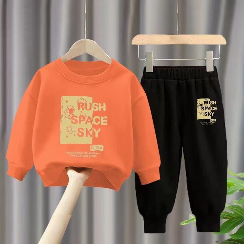Rudeninis kūdikis mergaitei berniukui drabužių rinkinys vaikams sportinis animacinių filmų raidžių megztinis viršus ir kelnės užpakaliukas dviejų dalių kostiumas medvilninis sportinis kostiumas