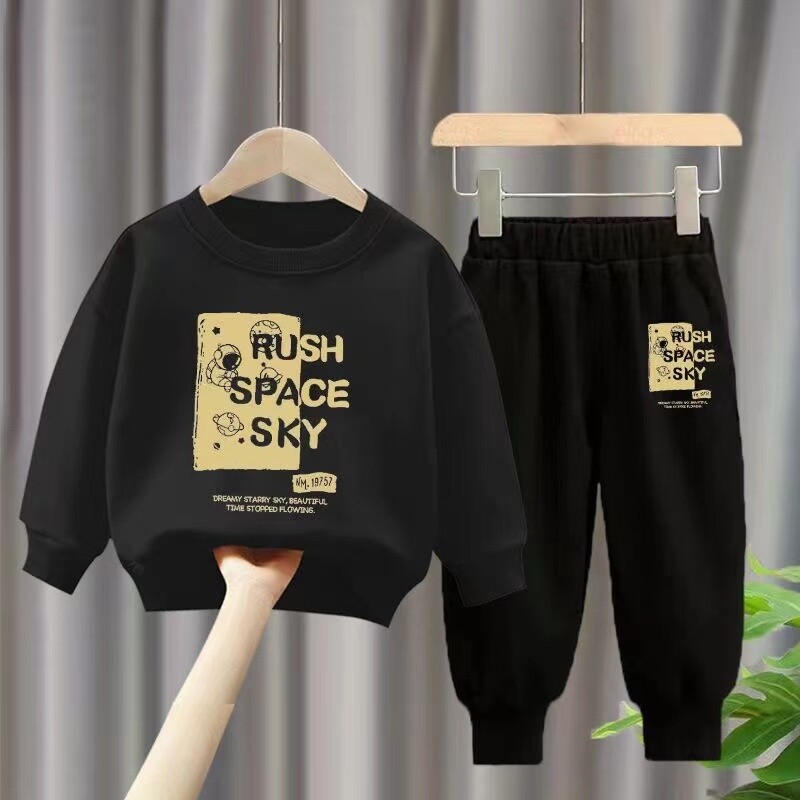 Rudeninis kūdikis mergaitei berniukui drabužių rinkinys vaikams sportinis animacinių filmų raidžių megztinis viršus ir kelnės užpakaliukas dviejų dalių kostiumas medvilninis sportinis kostiumas