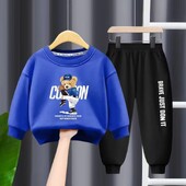 Őszi baba lány fiú ruha szett gyerekeknek baseball medvével nyomott pulóver felső és nadrág alsó 2 részes öltöny gyerek tréningruha