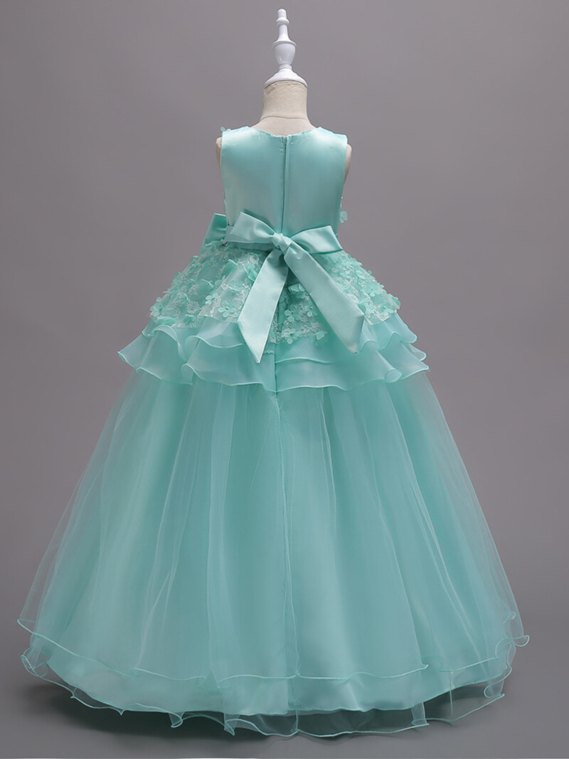 Rochie de prințesă fără mâneci cu flori pentru fată de flori, cadou de nuntă, de la 4 la 14 ani, rochie de domnișoară de onoare