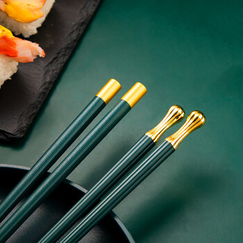 Πράσινο χρυσό 5 Pairs Chopsticks για αντιολισθητικά μπαστούνια φαγητού Μπαστούνια μπριζόλας επαναχρησιμοποιήσιμα κινέζικα chopsticks επιτραπέζια σκεύη δώρου Εργαλεία κουζίνας