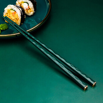 Πράσινο χρυσό 5 Pairs Chopsticks για αντιολισθητικά μπαστούνια φαγητού Μπαστούνια μπριζόλας επαναχρησιμοποιήσιμα κινέζικα chopsticks επιτραπέζια σκεύη δώρου Εργαλεία κουζίνας