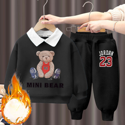 Rudeninis kūdikių mergaičių rūbų rinkinys vaikiškas berniukas atvartas Animacinis spaudinys megztiniai ir kelnės 2vnt Kostiumas Vaikiški sportiniai kostiumai