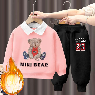 Rudeninis kūdikių mergaičių rūbų rinkinys vaikiškas berniukas atvartas Animacinis spaudinys megztiniai ir kelnės 2vnt Kostiumas Vaikiški sportiniai kostiumai