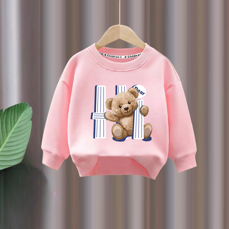 Rudens mazulis, meitene zēns, drēbju komplekts bērniem, multfilma, lācis, apdrukāts džemperis, augšdaļa un bikšu apakšdaļa, divdaļīgs uzvalks kokvilnas treniņtērps