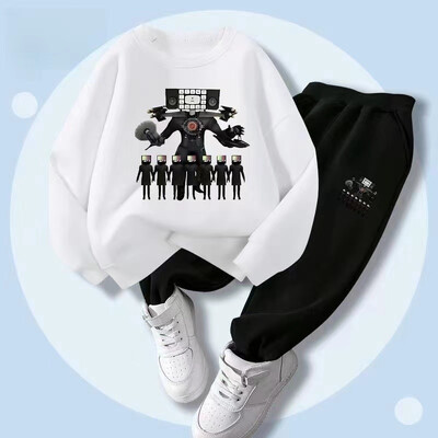 Őszi kisfiú ruhák divatos nyomott pólók és nadrágok 2 részes készlet gyerekek lányok alkalmi felső alsó ruhák tréningruhák