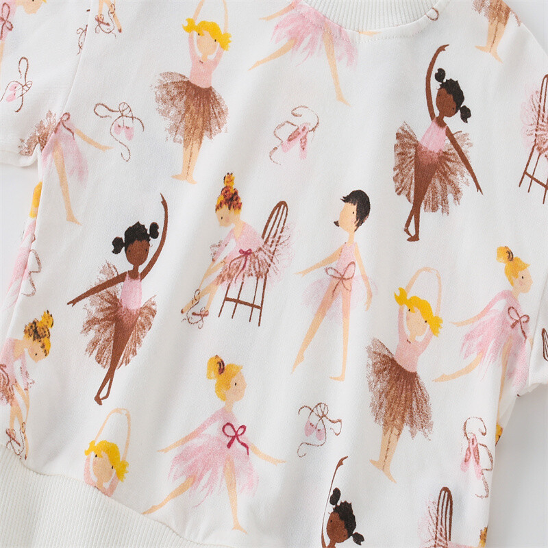 Zeebread 2-7T Детски суичъри за момичета Есенни пролетни танцуващи момичета Детски дрехи Бебешки ризи с качулка Костюм Спортно облекло