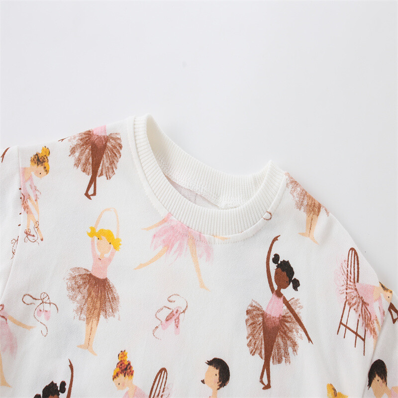 Zeebread 2-7T Детски суичъри за момичета Есенни пролетни танцуващи момичета Детски дрехи Бебешки ризи с качулка Костюм Спортно облекло