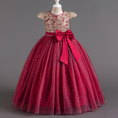 Dzimšanas dienas ballīšu kleitas meitenēm, šampanieša retro stila eleganta princešu kleita bērniem no 3 līdz 10 gadiem Izlaiduma ceremonijas svinīga gara kleita