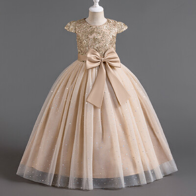 Dzimšanas dienas ballīšu kleitas meitenēm, šampanieša retro stila eleganta princešu kleita bērniem no 3 līdz 10 gadiem Izlaiduma ceremonijas svinīga gara kleita