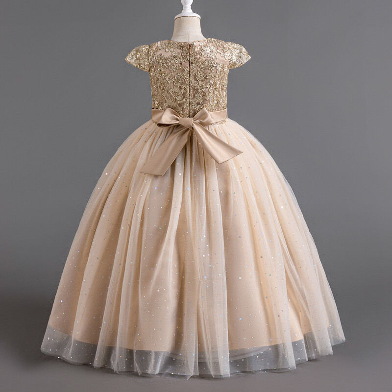 Dzimšanas dienas ballīšu kleitas meitenēm, šampanieša retro stila eleganta princešu kleita bērniem no 3 līdz 10 gadiem Izlaiduma ceremonijas svinīga gara kleita