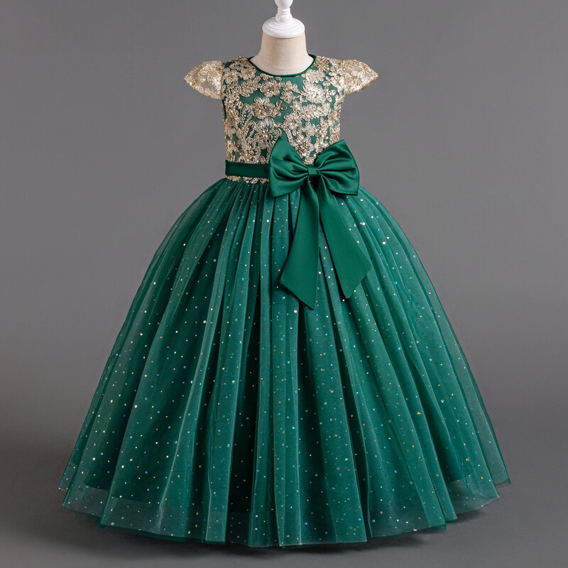 Dzimšanas dienas ballīšu kleitas meitenēm, šampanieša retro stila eleganta princešu kleita bērniem no 3 līdz 10 gadiem Izlaiduma ceremonijas svinīga gara kleita