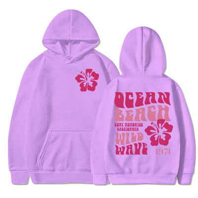 Παιδική κουκούλα με κουκούλα "Ocean Beach Wild Wave" Επιστολή εκτύπωσης με κουκούλα για αγόρια για κορίτσια Αισθητική μακρυμάνικη φούτερ Flower trend Παιδικές κουκούλες